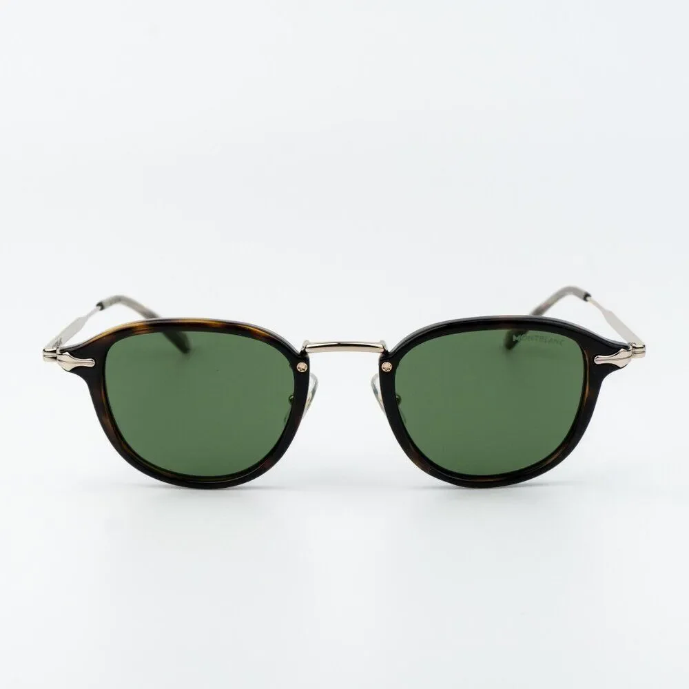 Montblanc Men Sunglasses Havana Gold Green Round MB0336S 002 NEW AUTHENTIC
